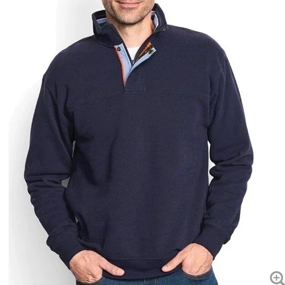 Orvis Men’s Navy Blue Signature 1/4 Zip Sweatshirt, Size XL - Picture 1 of 9